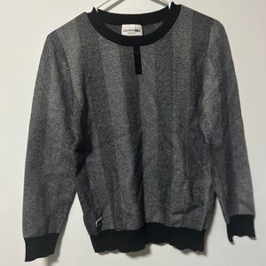 Lacoste Black and Gray Crewneck Sweater L